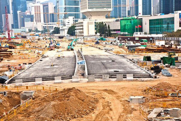 View to the road construction sites near the harbor of Victoria