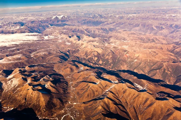 Beautiful view from the aircraft to the mountains of the Himalaya — Stock Photo, Image