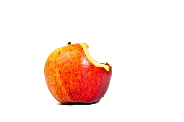 Na białym tle jabłko z bite — Zdjęcie stockowe