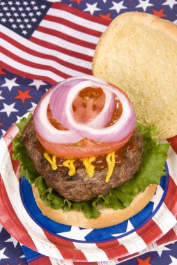 Juicy fourth of July hamburger clipart