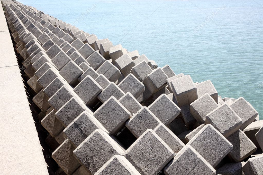 Breakwater with concrete blocks