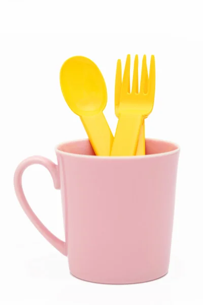 Cup and cutlery — Stock Photo, Image