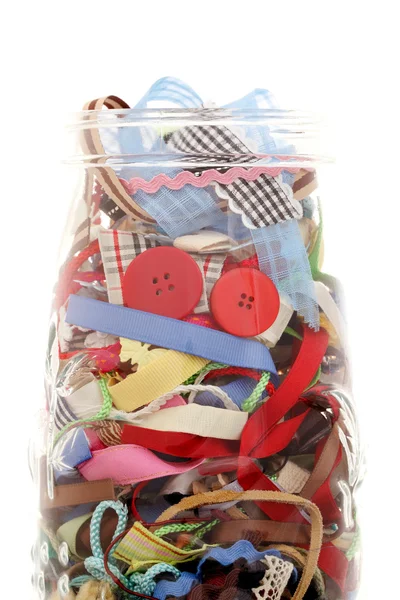 Ribbons articles put in bottle — Stock Photo, Image