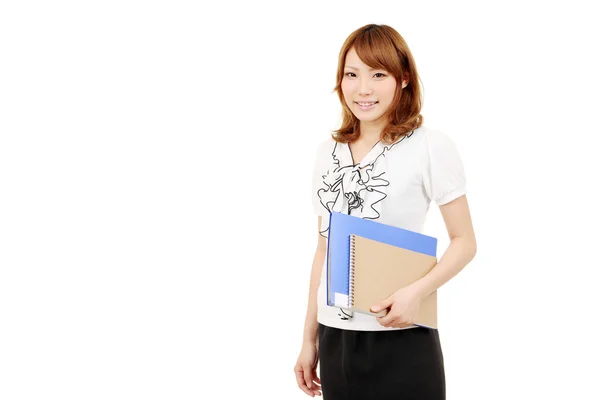 Giovane asiatico businesswoman holding file document — Foto Stock