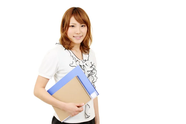 Unga asiatiska affärskvinna hålla filen dokument — Stockfoto
