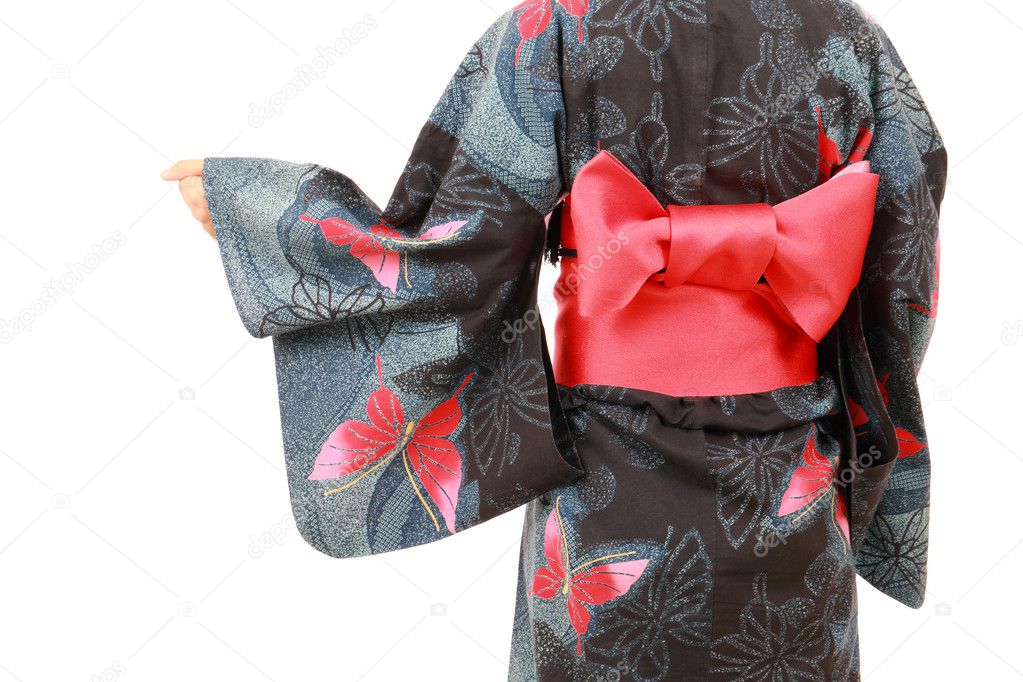 Japanese woman in traditional clothes of Kimono
