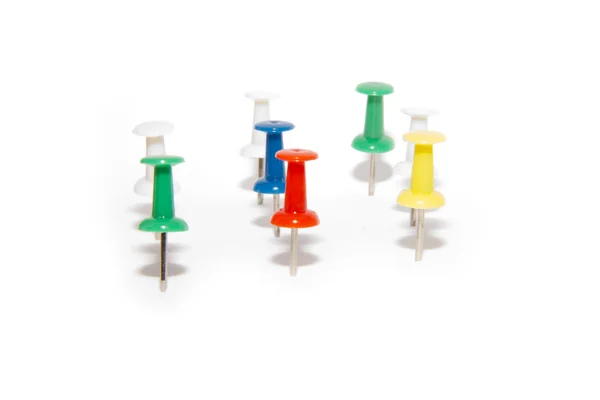 stock image Red, blue, green, yellow and white pushpins