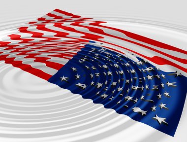3D Amerikan bayrağı su dalgalanma ile