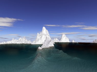 Iceberg underwater and above clipart