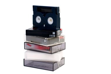 Mini dv tapes with clipping path clipart