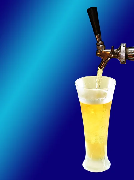 stock image Beer draft poring beer in a frozen glass