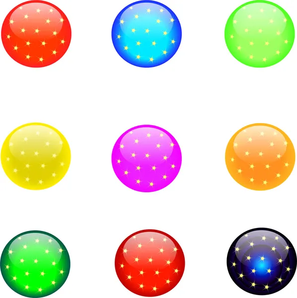 Кольорові круглі кнопки з зірками — стокове фото