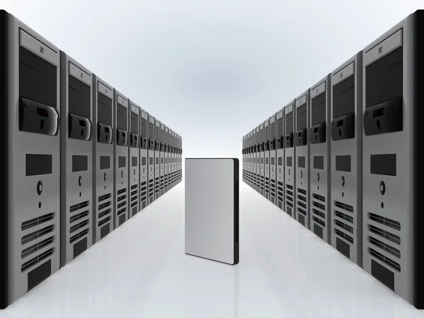 Computer-Server und DVD-Software-Hülle — Stockfoto