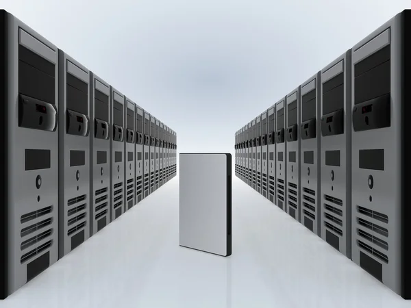 Computer-Server und DVD-Hülle, Produktpräsentation — Stockfoto