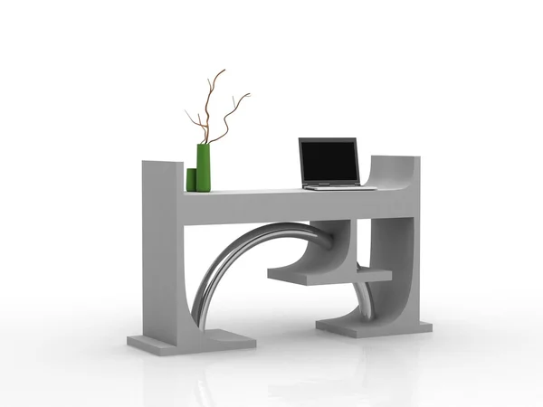 Moderne witte e kantoor met een laptop op het Bureau — Stockfoto