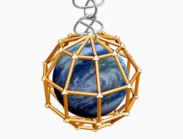 3D Земля в металлической клетке — стоковое фото