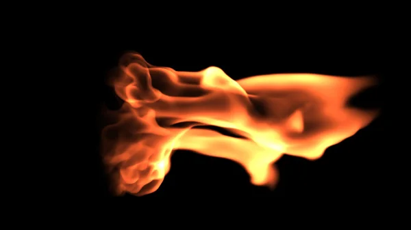 Las llamas de fuego se acercan contra el negro —  Fotos de Stock