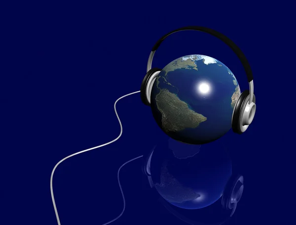 Ziemi ze słuchawkami — Zdjęcie stockowe