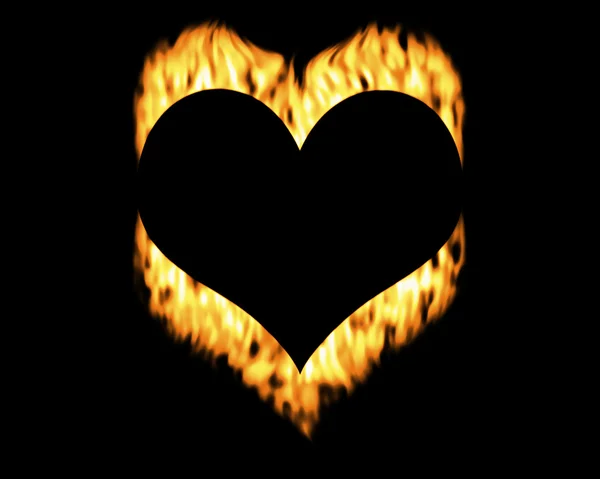 在火焰上的心 — 图库照片