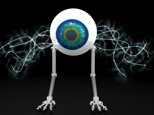 Eye robot with electric wires with clipping path — Stock Photo, Image