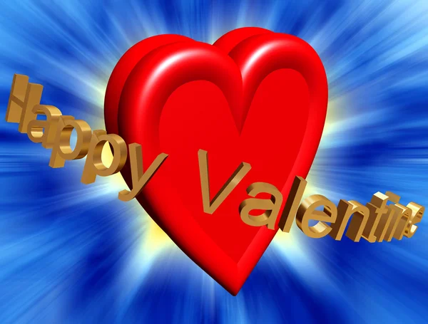 Boldog Valentin jel-val piros szív és absztrakt háttér — Stock Fotó