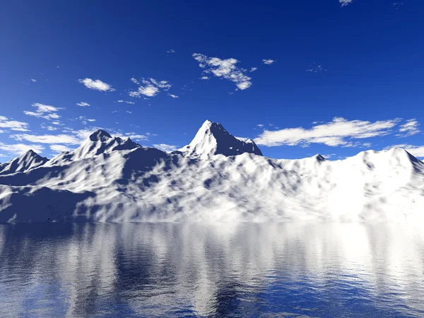 Снежная гора с отражением воды — стоковое фото