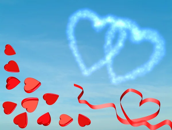 Heart shaped clouds — Stock Photo, Image