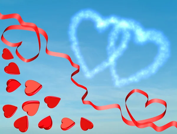 Heart shaped clouds — Stock Photo, Image