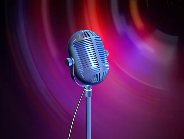 Retro mikrofon med reflexer på bakgrunden — Stockfoto