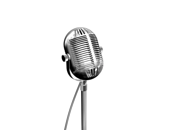 Ρετρό μικρόφωνο με λευκό φόντο — Φωτογραφία Αρχείου