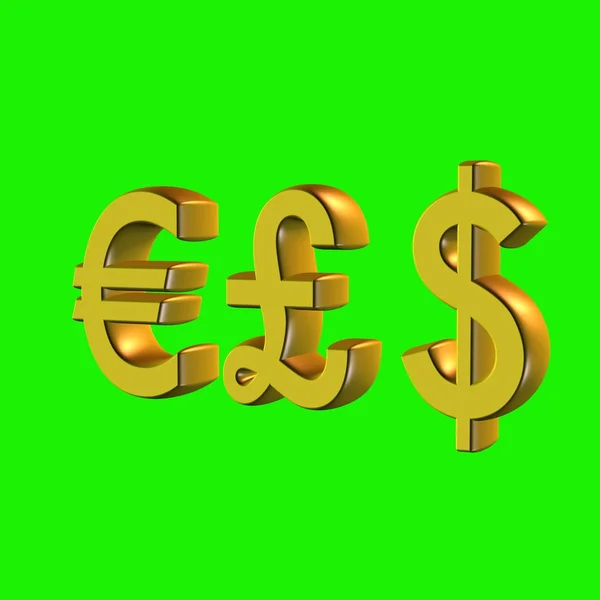 3D golden money sign on green background