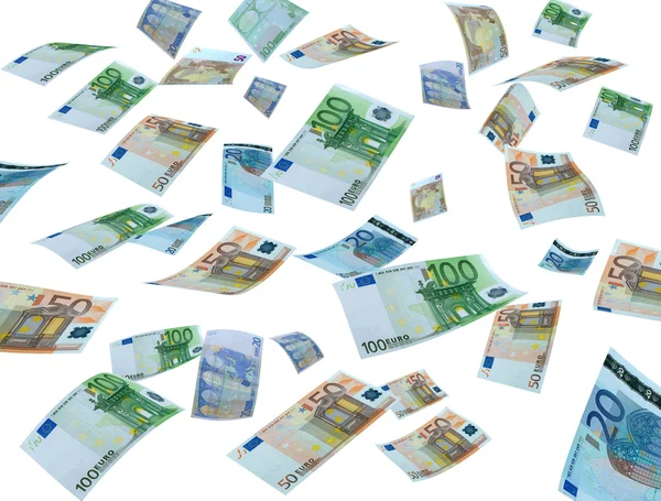 Money flying on white background,real photo of money currencies — Stock Photo, Image