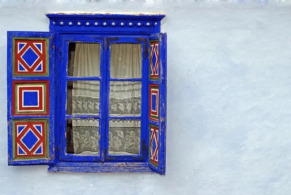 stock image Colorful window on grunge wall,space for text