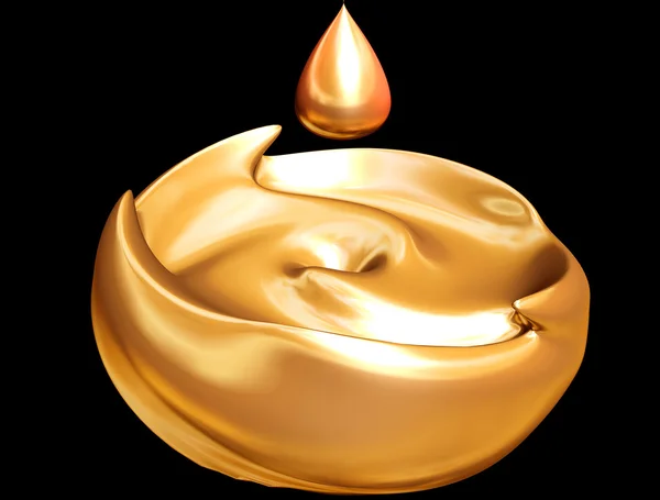 3D zlatý tekuté kapky — Stock fotografie
