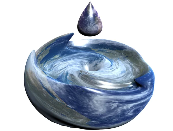 3D ziemi malowania splash z kropli wody — Zdjęcie stockowe