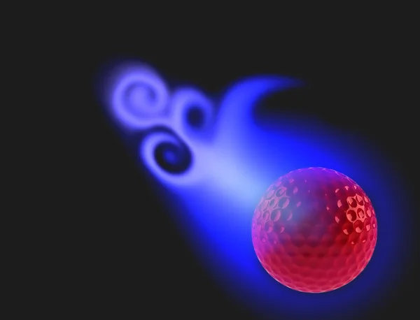 Tiro bola de golfe vermelho em chamas azuis — Fotografia de Stock