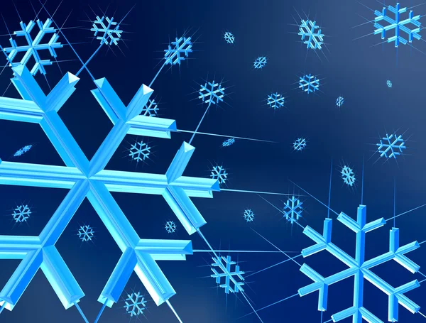 Sneeuwvlokken met glanzende textuur en licht die stralen worden — Stockfoto