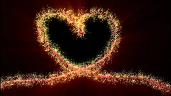 Valentine heart shape with light rays — Stock Photo, Image