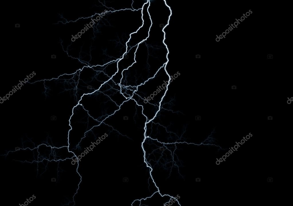 Lightning strikes against black background — Stock Photo © circotasu ...