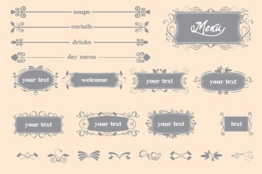 Restaurant menu with caligraphic elements clipart