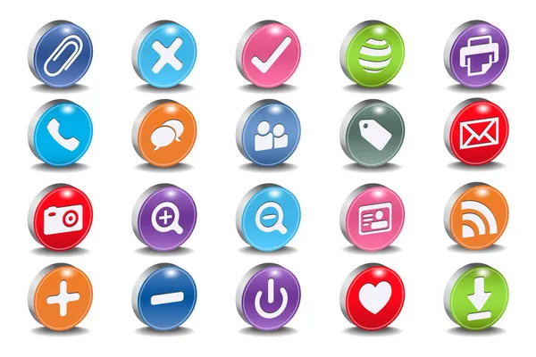 Set di icone utili smussate vettoriali 3d — Vettoriale Stock