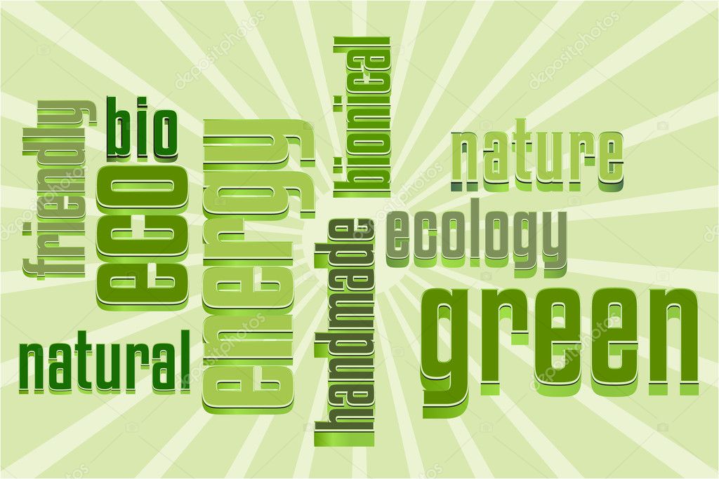 Eco Vector Green Word Cloud — Stock Vector © gotovanko 5861784