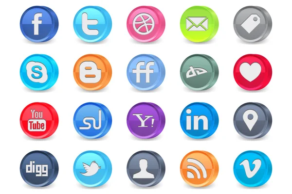 20 ícones de mídia social —  Vetores de Stock