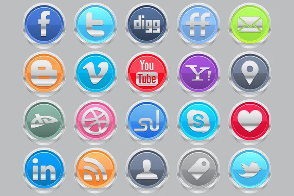 Moneta icone dei social media — Vettoriale Stock