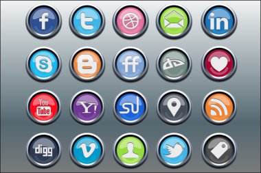 20 silver inset social media icons clipart