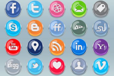 Push Social Media Buttons clipart