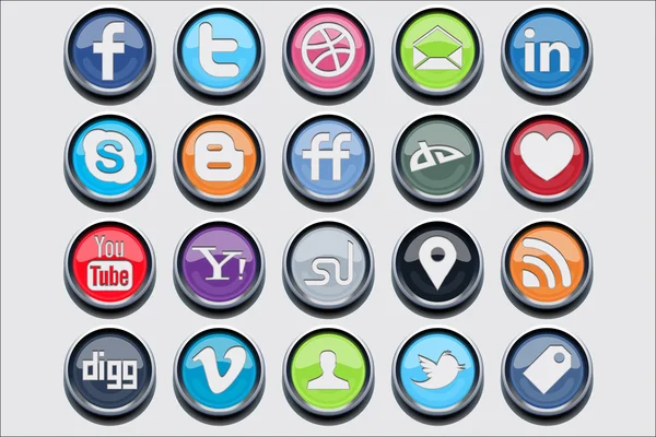 20 sosyal medya klasik simgeler — Stok Vektör