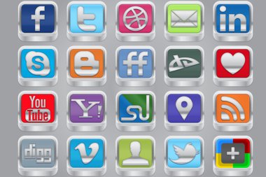 Silver Social Inset Icons clipart