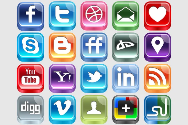 Plastic Social Media icons — Stock Vector