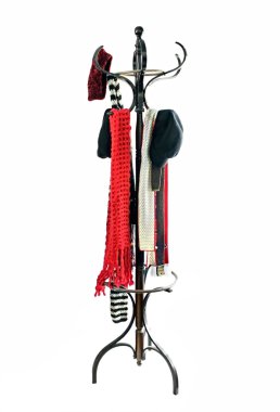 Coat Rack with Hats and Scarves clipart
